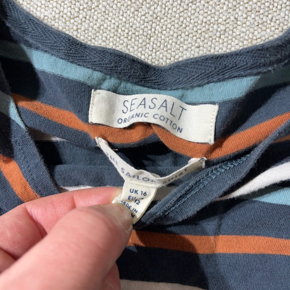 Organic Cotton Sailor Shirt Breton Midnight Sailor Stripes - Picture 6 of 9